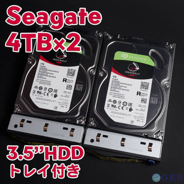 【SG4T-A4/5(t)】Seagate IRONWOLF 3.5インチHDD 4TB ST4000VN008 トレイ付き【動作中古品/送料込み/Yahoo!フリマ購入可】