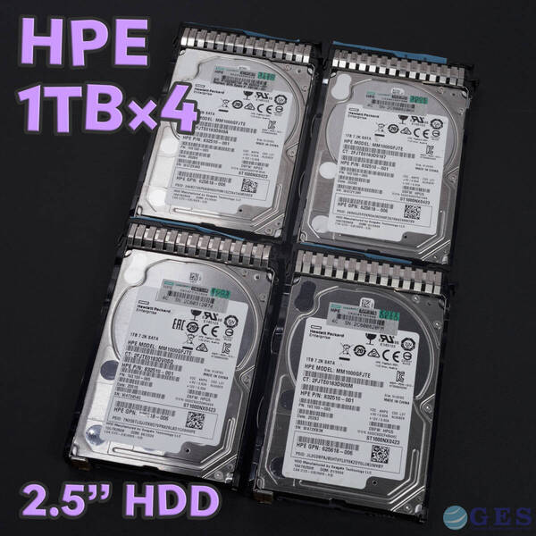【HP1T-Y3~6(t)】HPE Seagate 2.5インチHDD 1TB MM1000GFJTE(ST1000NX0423) トレイ付き【4台セット/動作中古品/送料込み】