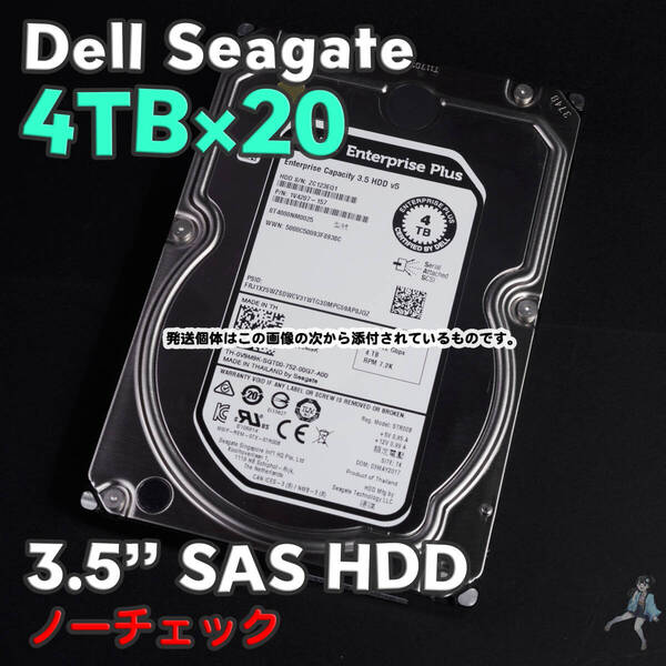 【DL4T*20】Dell Enterprise Plus Seagate 3.5インチHDD(SAS) 4TB ST4000NM0025 SAS接続【20台セット/ノーチェック/現状渡し/ジャンク品】