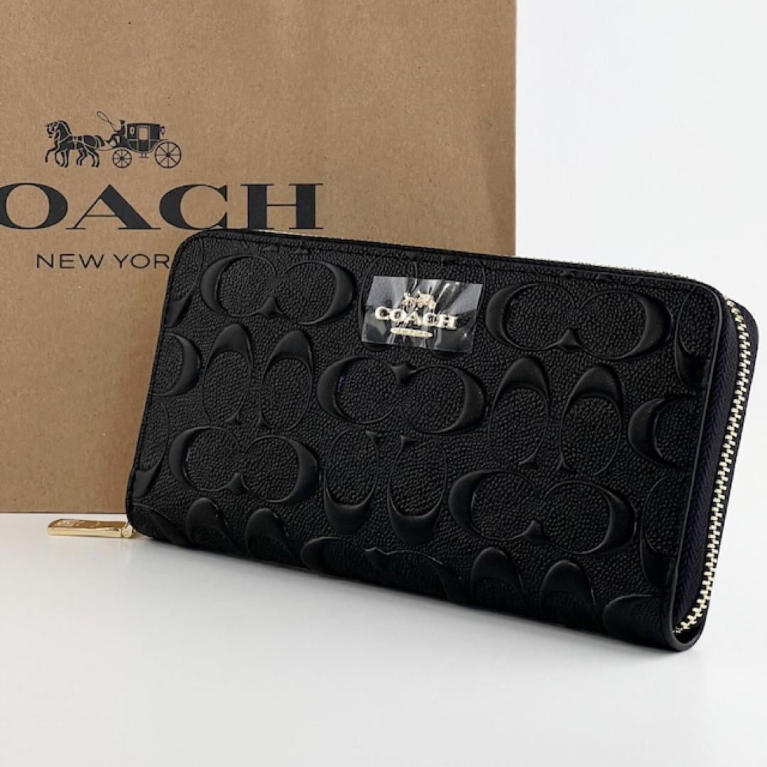 コーチ財布 COACH 長財布 新品未使用 型押し シグネチャー