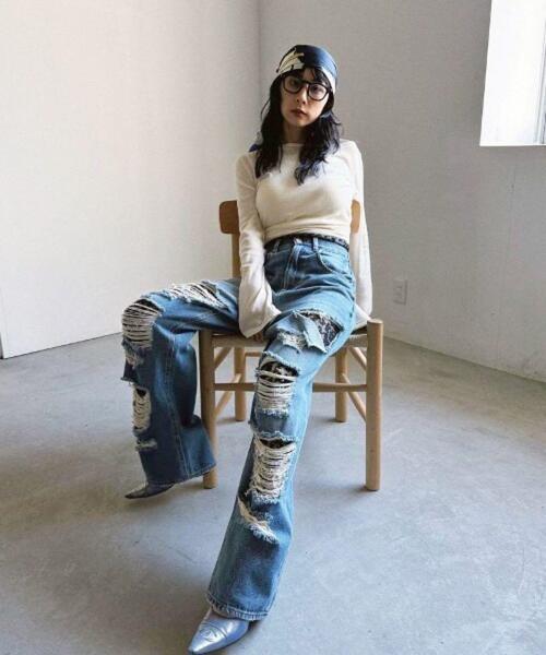 正規店購入★AMERI★24SS WIDE DAMAGE DENIM PANTS★ダメージデニム★定価21,450円★サイズ25★アメリヴィンテージ★完売品