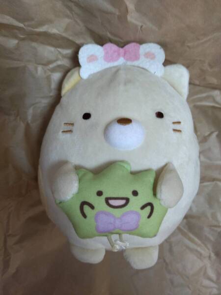プライズ 景品系 非売品 すみっコぐらし ねこ ざっそう ぬいぐるみ 頭に リボン ribbon cat Sumikko Gurashi Zasso Neko plushie soft toy