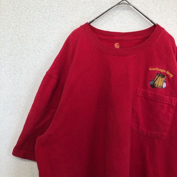 カーハート tシャツ 刺繍ロゴ ワンポイント アメリカ古着 XL 1081