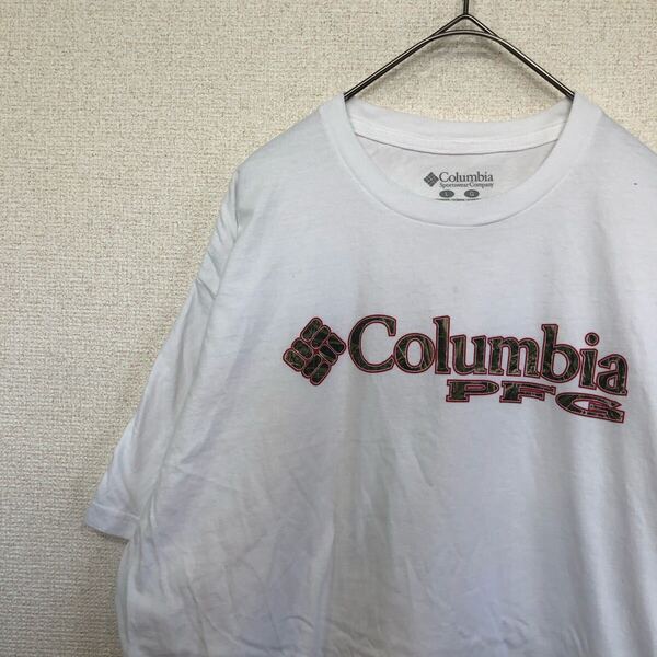 コロンビア tシャツ ロゴ 白t アメリカ古着 L 1318
