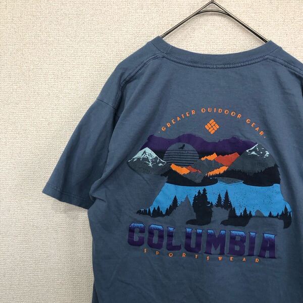 コロンビア tシャツ バックプリント ロゴ アメリカ古着 M 1371