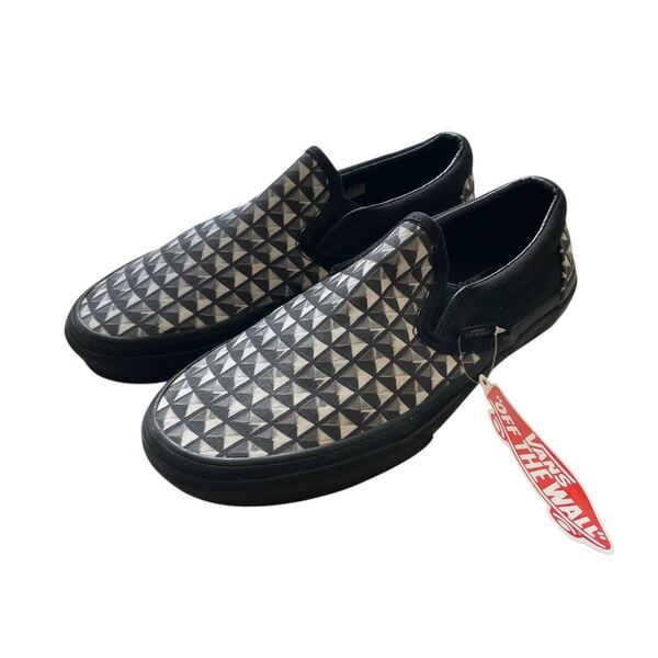 訳あり 未使用 バンズ VANS CLASSIC SLIP-ON スリッポン ブラック チェック メンズ US 5.5 23.5cm レディース 7 スケート ユニセックス