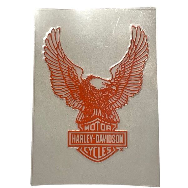 USA イーグル 当時物 転写 デカール Harley-Davidson ステッカー ハーレーダビッドソン シール 防水 タンク ガレージ オレンジ 中