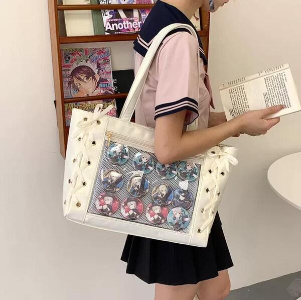 331 痛バッグ 白 A4 トートバッグ イベント 缶バ 大容量 ヲタ活 推し活