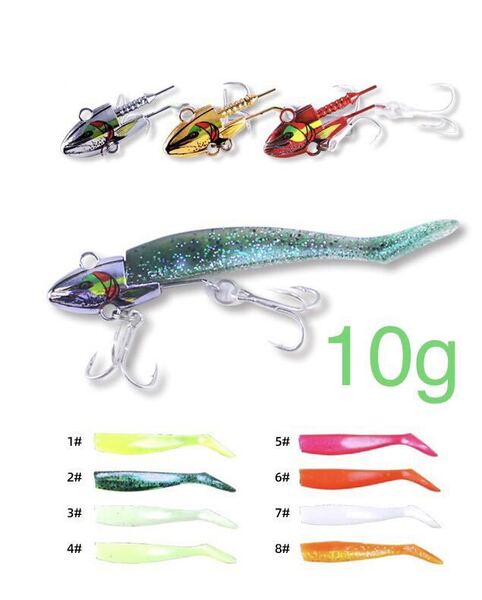 No.15 ジグヘッド 3個セット コアマン vj風 10g ワーム8点付き シーバス ヒラメ