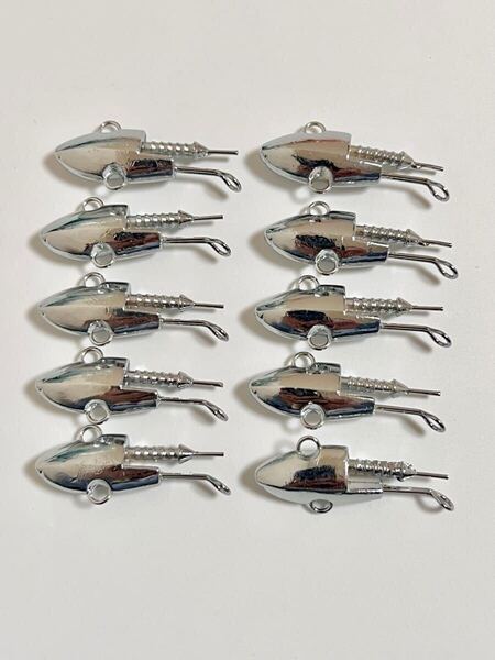 No.158 ジグヘッド 14g 10個セット 銀色 シーバス フラットフィシュ ハンドメイト バイブレーション お徳用 オリジナル