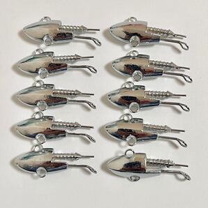 No.158 ジグヘッド 27g 10個セット 銀色 シーバス フラットフィシュ ハンドメイト バイブレーション お徳用 オリジナル