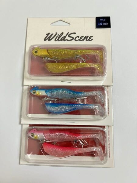 No.126 ジグヘッドセット 23g 3.5インチ 3点セット 9cm 青物 ヒラメ シーバスルアー #2