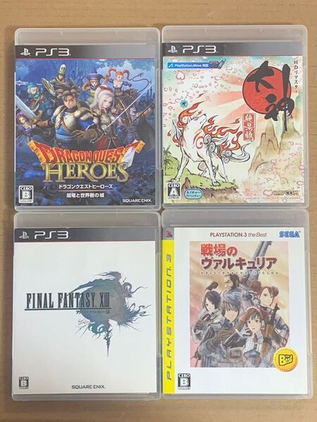 PS3ソフト 4本セット★ドラゴンクエストヒーローズ 大神 絶望版 ファイナルファンタジーⅧ 戦場のヴァルキュリア★プレイステーション3 (J)