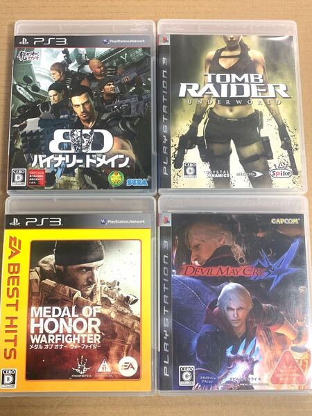 PS3ソフト 4本セット バイナリードメイン/トゥームレイダー/メタルオブオナー/デビルメイクライ4/プレイステーション3 (F)