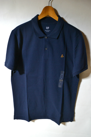 新品 GAP ギャップ ストレッチピケ ブラナンベア ポロシャツ 半袖 ネイビー L メンズ 春夏 アウトドア スポーツ ゴルフ テニス 未使用 即決