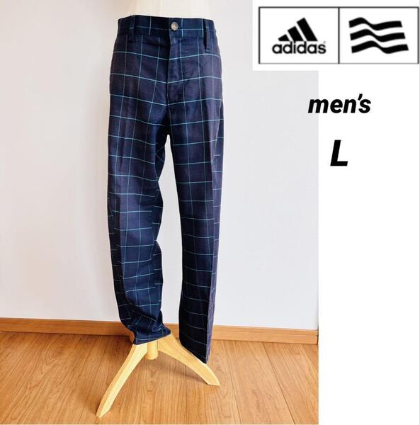 adidas golf アディダス ゴルフ メンズ チェック パンツ 刺繍ロゴ L ネイビー W82