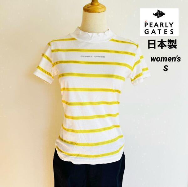 PEARLY GATES パーリーゲイツ 日本製 レディース ゴルフウェア ボーダー柄半袖Tシャツ S〜M