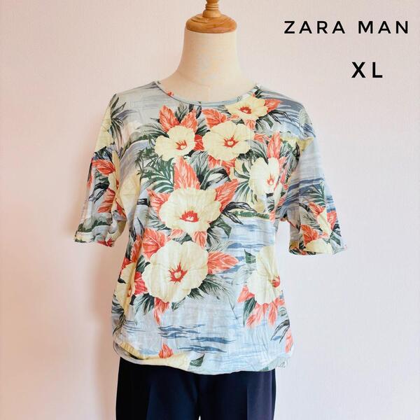 ZARA MAN ザラ メンズ アロハ ボタニカル 半袖Tシャツ XL