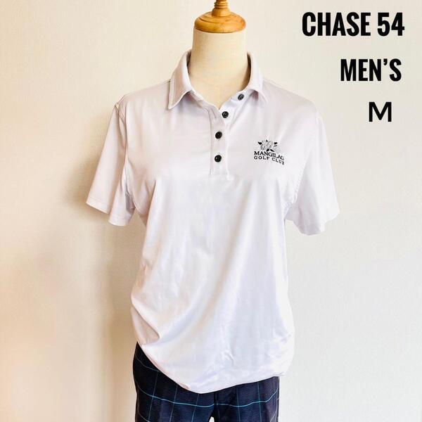 Chase 54 mangilao golf メンズ ゴルフウェア 半袖 ポロシャツ 刺繍ロゴ M ホワイト