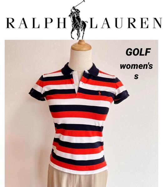 RALPH LAUREN GOLF ラルフローレン レディース ゴルフウェア ボーダー柄 ポロシャツ 刺繍ロゴ S