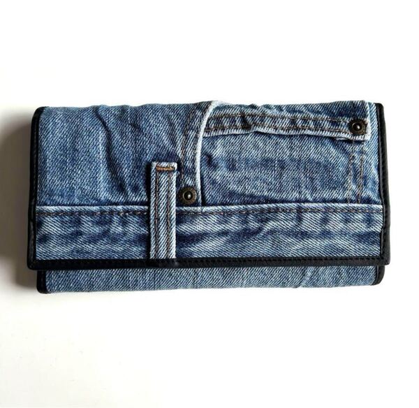 ★送料無料★新品 デニムリメイク財布 ハンドメイド 長財布 ユニセックス ウォレット 男女兼用 D