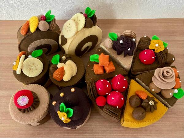 フェルト★ままごと チョコケーキセット