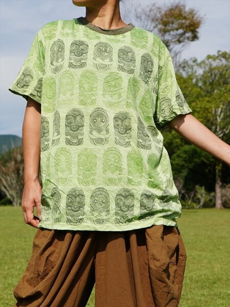 ★エスニック Tシャツ Ancient プリント Mサイズ 送料込★新品A★アジアン やわらか コットン素材 ユニセックス