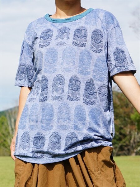 ★エスニック Tシャツ Ancient プリント Mサイズ 送料込★新品B★アジアン やわらか コットン素材 ユニセックス