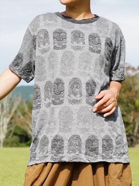 ★エスニック Tシャツ Ancient プリント Mサイズ 送料込★新品C★アジアン やわらか コットン素材 ユニセックス