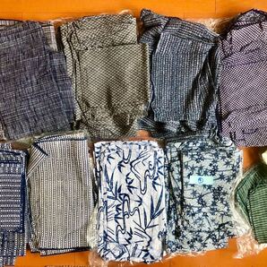 着物浴衣リメイク用生地解体済&洗濯済み!まとめて11点セット♪男性用×8女性用×2裏地×1♪④メンズレディース 古布 綿