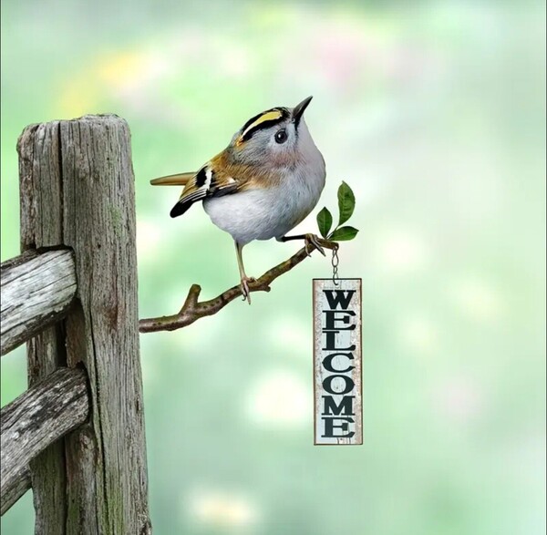 ガーデンオブジェ メタルバード HANAKO 野鳥G キクイタダキ WELCOME