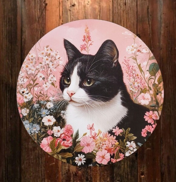 猫の壁飾り メタルウォールアート ハチワレ猫E 猫の雑貨 HANAKO