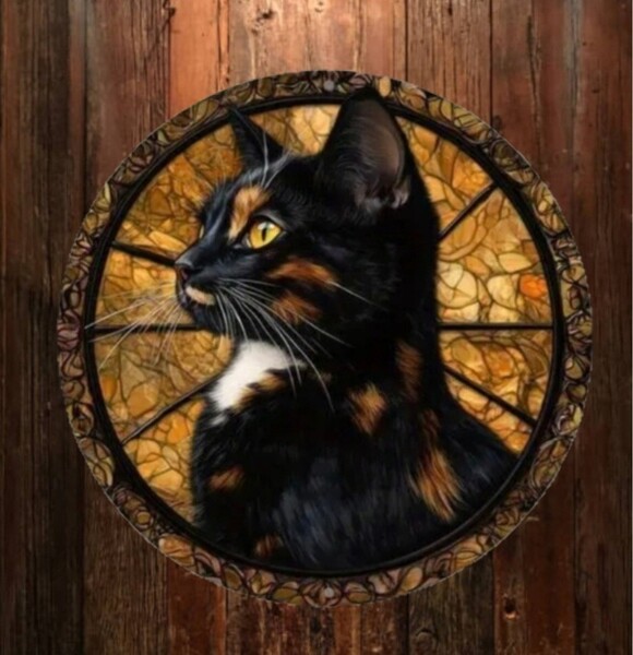 猫の壁飾り メタルウォールアート サビ猫H 猫の雑貨 HANAKO