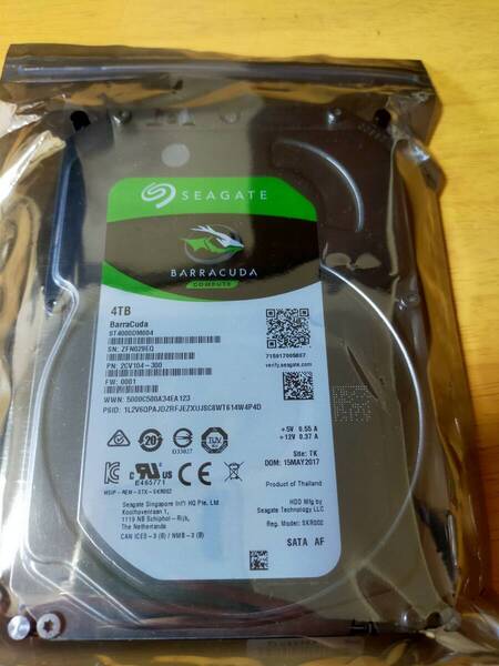 SEAGATE 4.0TB HDD BARRACUDA 正常 ST4000DM004 約61150時間 ①
