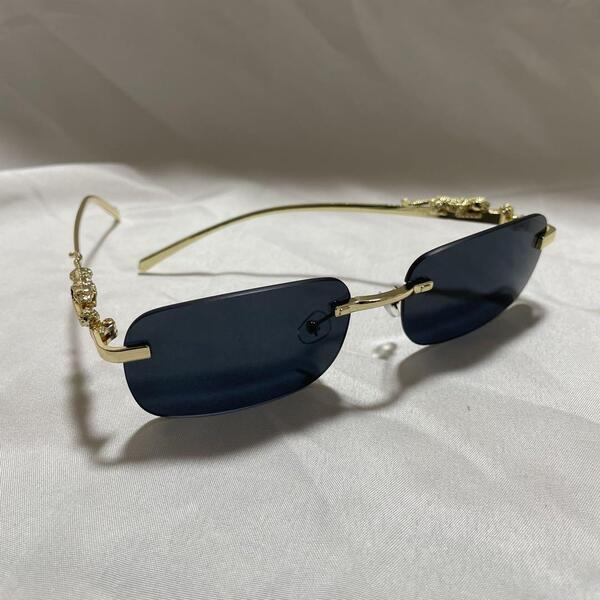 リムレス ゴールド ブラックレンズ 数量限定 金 韓国 サングラス メガネ レイバン カザール ポリス 好きな方へ