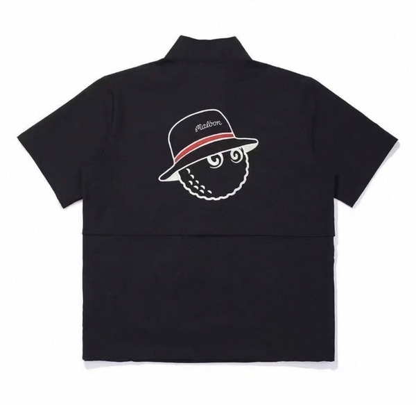 黒 L マルボンゴルフ メンズ ハーフジップシャツ 半袖
