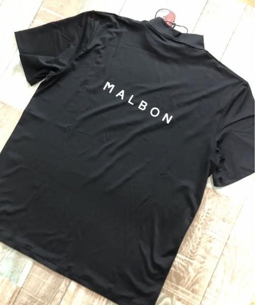 XL マルボンゴルフ MALBON GOLF シャツ モックネック 半袖 黒 メンズ