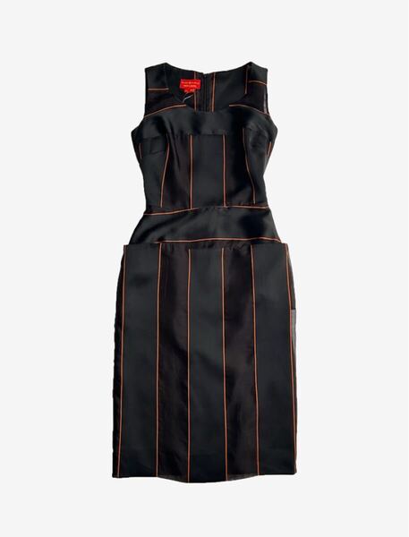 未使用 定価15.2万 VIVIENNE WESTWOOD RED LABEL ヴィヴィアンウエストウッド ドレス 38(Mサイズほど) ブラック オレンジストライプ