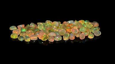 3×4mm 0.13ct ファイヤー オパール ルース 2個 .オーバル.カボション. ジュエリー ハンドメイド