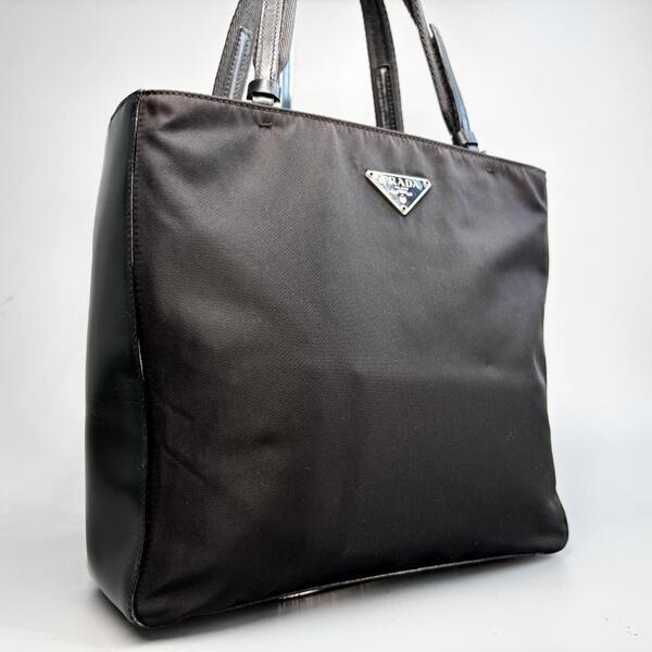 美品・希少モデル PRADA プラダ トートバッグ ハンドバッグ 三角ロゴ 白タグ ミニバッグ ブラック ナイロン ギャランティカード