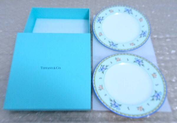 【未使用保管品】TIFFANY&Co. ティファニー プレート モーニンググローリー(朝顔柄)/ペア 箱付
