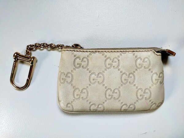 【中古】GUCCI グッチ コインケース GG シマ レザー キーリング 小物入れ