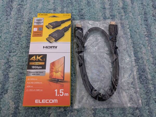 ◎0705u0828 エレコム HDMI ケーブル 1.5m プレミアム 4K2K(60Hz) ノイズを軽減する3重シールド 金メッキ ブラック CAC-HDP15BK2