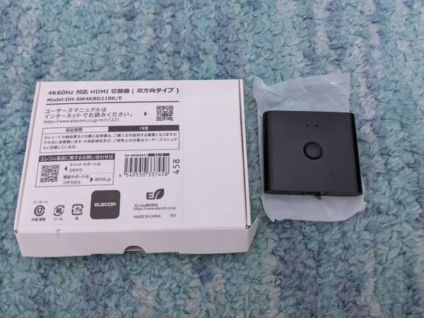 ◎0705u1231 エレコム HDMI切替器 4K 60Hz 2入力1出力 双方向 薄型(12mm) 分配器 DH-SW4KBD21BK/E