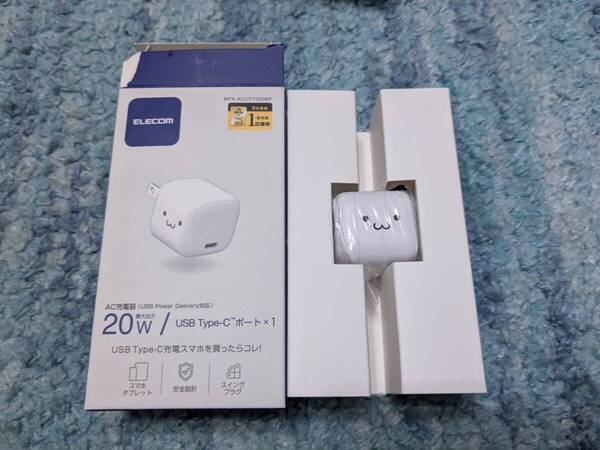 ◎0705u1250 エレコム 充電器 Type-C 20W USB PD対応 USB-C 1ポート 折りたたみ式プラグ PSE認証 しろちゃん MPA-ACCP7320WF