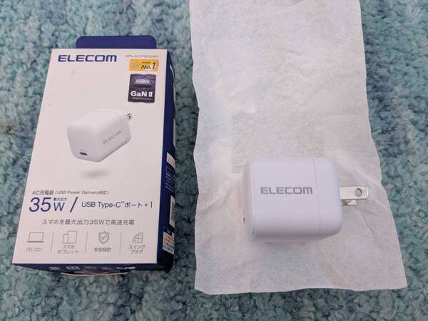 ◎0705u1303 エレコム 充電器 35W USB-C 1ポート USB PD対応 スイング式プラグ GaN II PPS対応 ホワイト MPA-ACCP9235WH