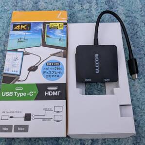 ◎0705u1308 エレコム USB-C HDMI 変換 2ポート (USB C to HDMI 60Hz 変換アダプタ) 0.12m ブラック AD-CHDMI2BK