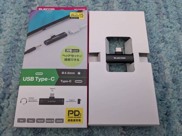 ◎0705u1336 エレコム 音声変換アダプタ Type-C-4極φ3.5mmイヤホンジャック 給電機能付 USB Power Delivery60W対応 ブラック MPA-C35PDBK