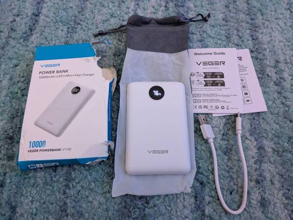 0705u2046 モバイルバッテリー 軽量 22.5W急速充電 10000mAh LED電量残量表示 PD3.0 QC3.0 最大3.0A出力 USB-C入出力ポート搭載 V1140