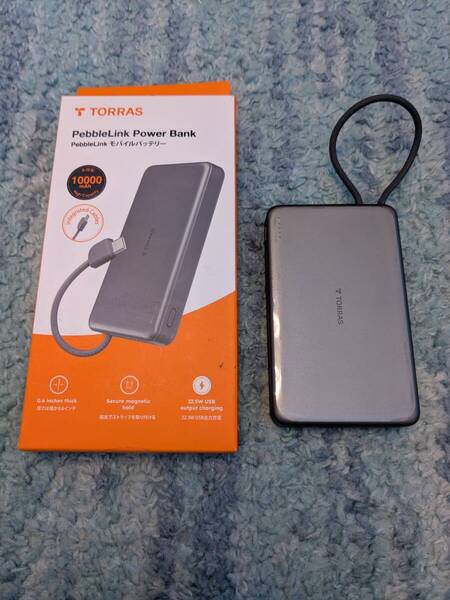 0705u2720 TORRAS ケーブル一体型 モバイルバッテリー 10000mAh PD22.5W タイプC入出力 マグネット固定対応